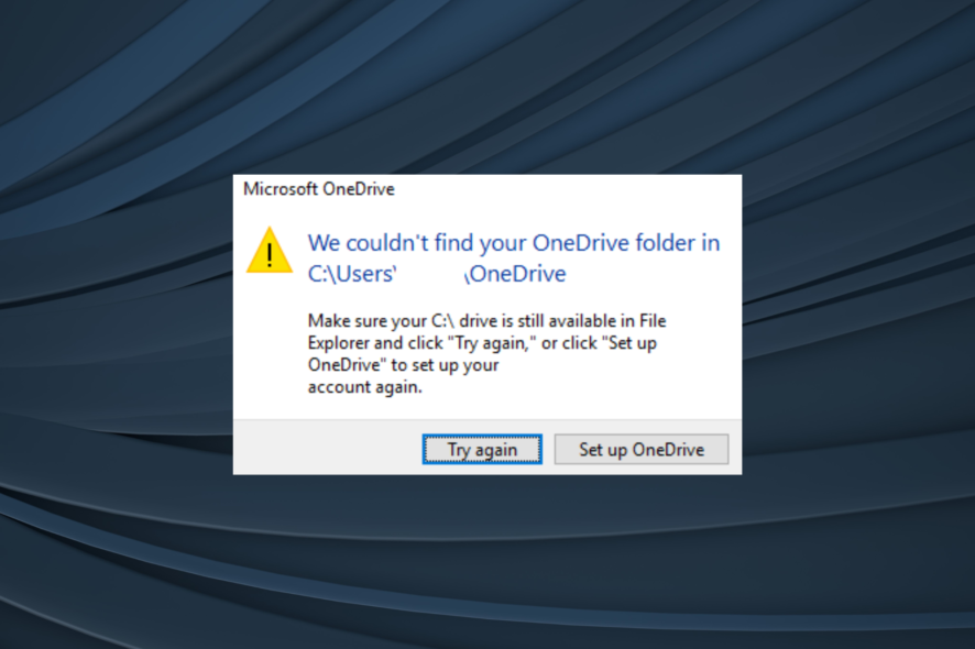 fix we couldn't find your folder in onedrive