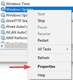 properties windows update service windows 10 update pending install