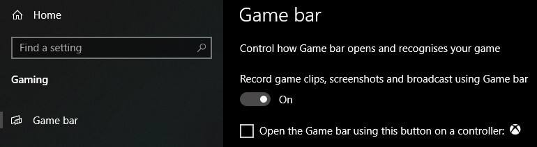turn off windows 10 game bar