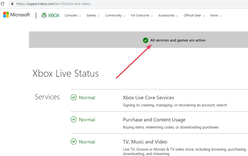 xbox server status information Xbox One update error code 0x8b0500b6