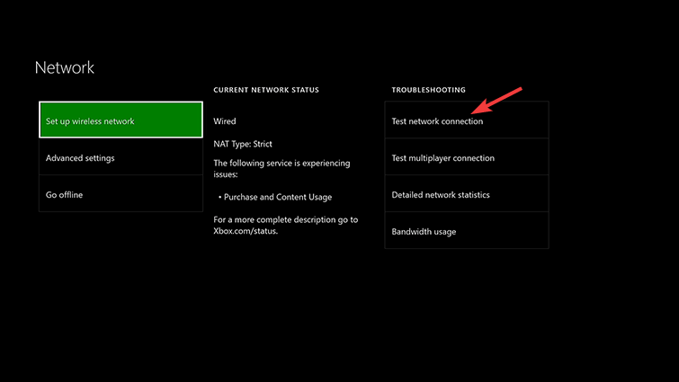 test network connection Xbox One update error code 0x8b0500b6