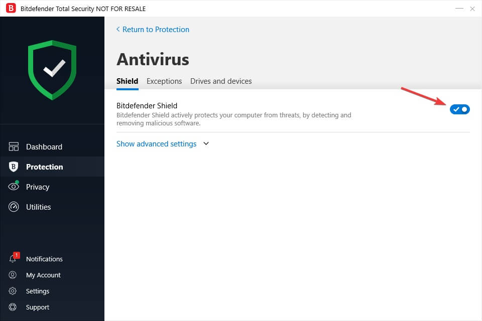 Disable antivirus protection BitDefender Total Security - browser does not support iframes