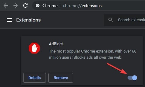 Disable extensions in Chrome - Browser does not support iframes