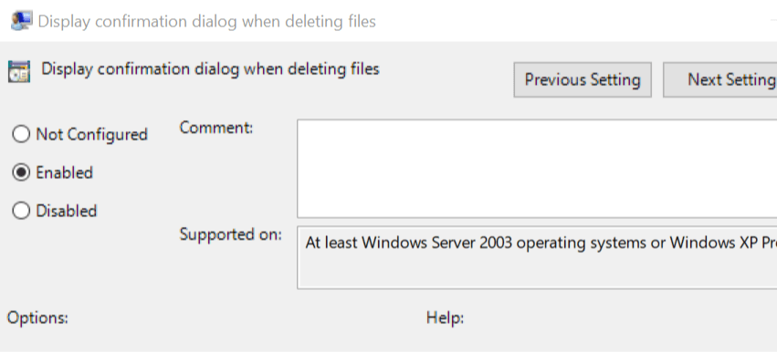 enable Delete confirmation message GP Editor