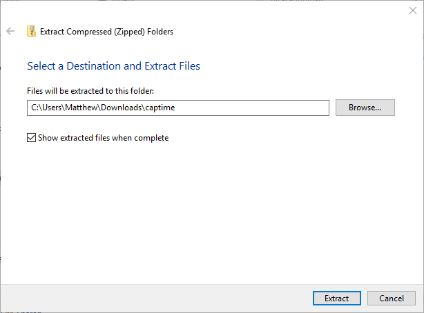 Extract Compressed Folder window xbox error e203