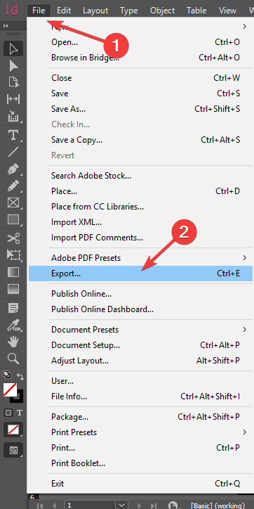 InDesign File export option - Adobe InDesign missing plugins