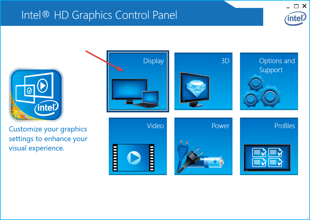 Intel Graphics settings display option - maximized windows show blank space