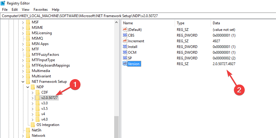 Net framework value in Registry Editor - Vlan tab missing