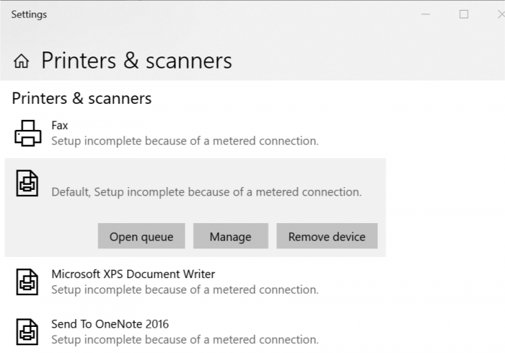 Remove Printer from Windows 10 Settings