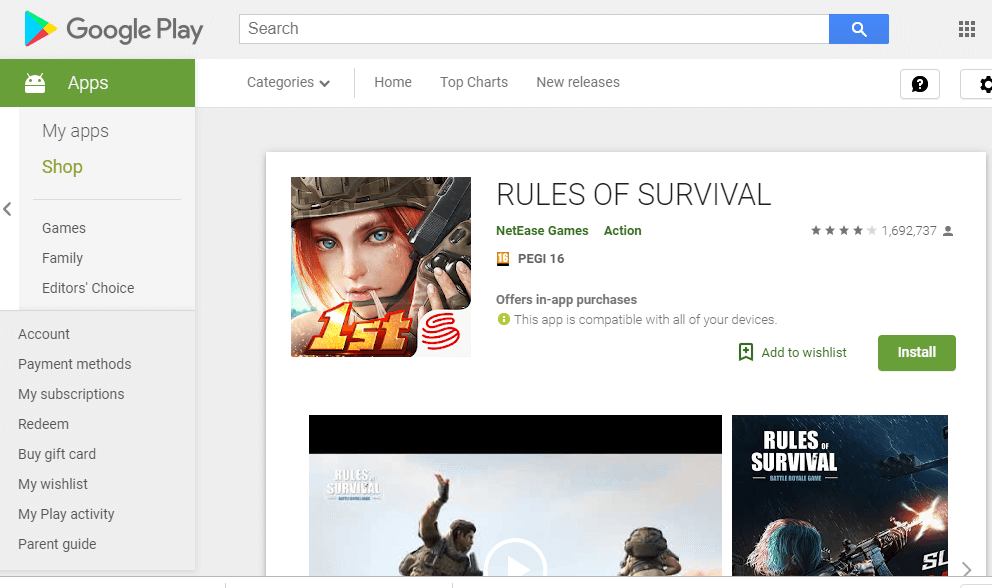 Rules of Survival Google Play page rules of survival currently doesn't support emulator bluestacks/mox/memu