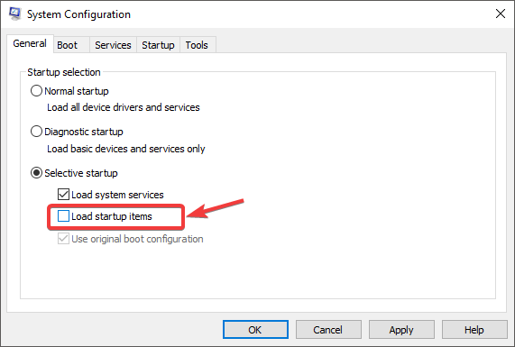 System configuration window selective startup - Silhouette won't update