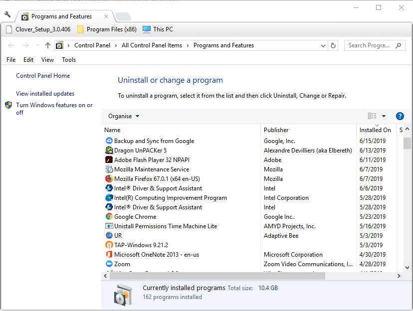 The Windows uninstaller browser does not support folder upload