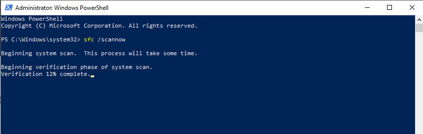 Windows Power Shell running sfc scan - Silhouette won't update