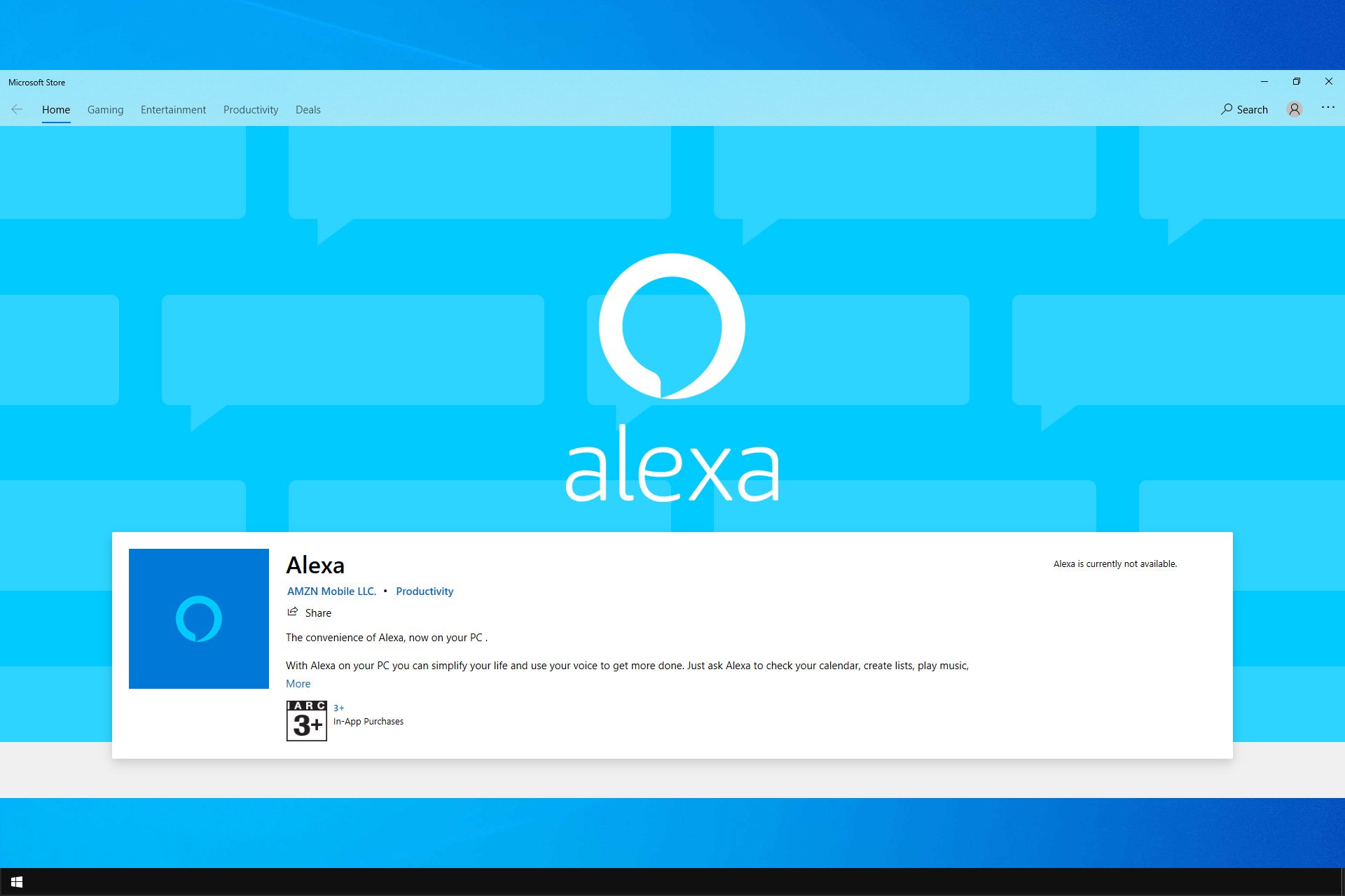 alexa for windows 10 not available