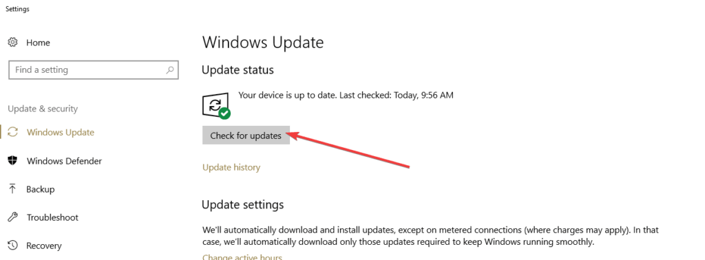 check for updates in Windows 10
