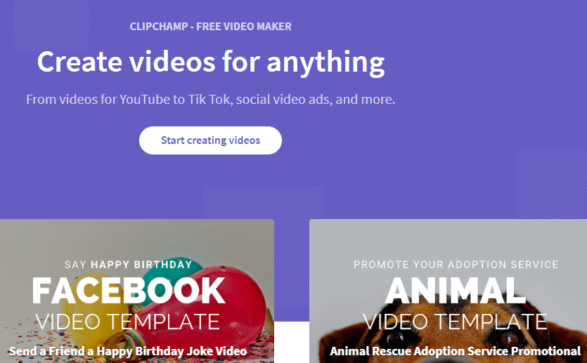 clipchamp online video editor