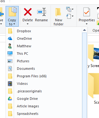 Copy to menu windows 10 deleted all my files