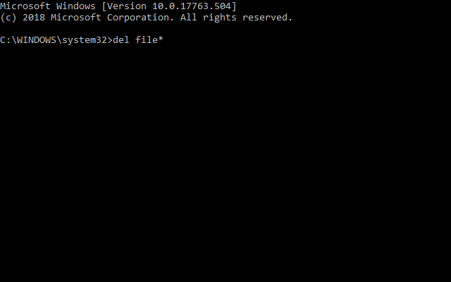 Del wildcard command windows 10 deleted 0 bytes