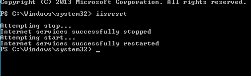 IISRESET in Windows 19 Something Went Wrong Keyset Does Not Exist