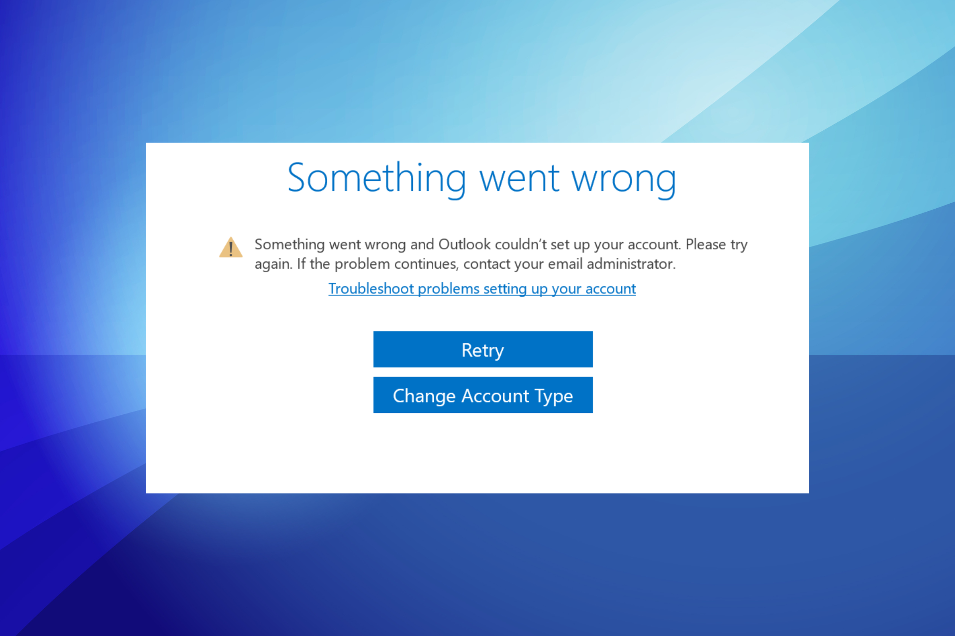 Fix something went wrong and outlook couldn't set up account error in Windows