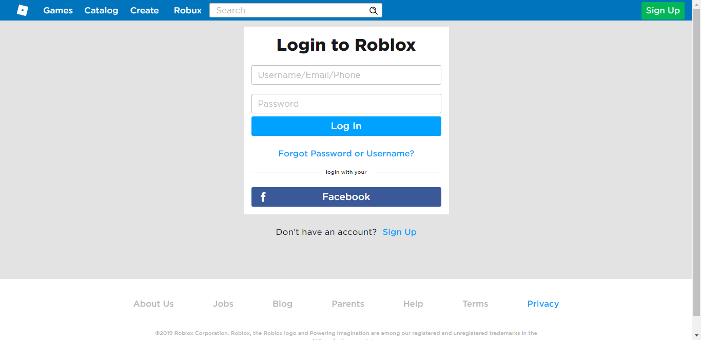 cant login to roblox account