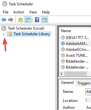 task scheduler library drop down menu - sedlauncher.exe fix high cpu