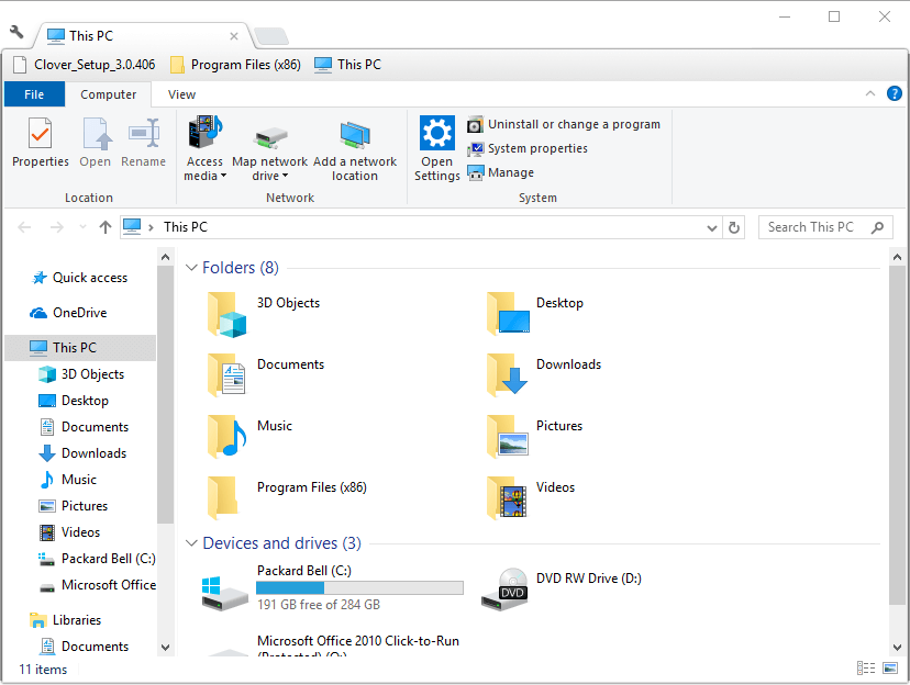 File Explorer window windows 10 deleted all my files