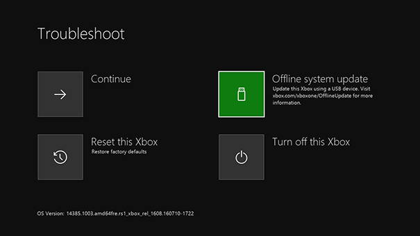 Offline system update Xbox One error code E203