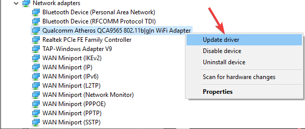 update driver for network adapters - Wireless card doesn't support Wi-Fi hotspot creation Windows 10
