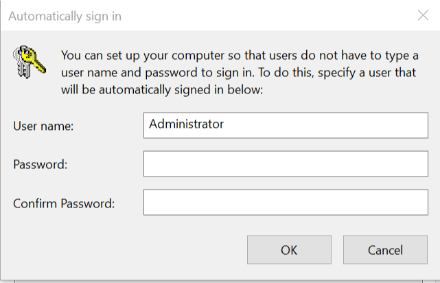 Cancel Automatically Sing in login screen shows deleted user