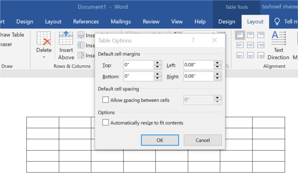 microsoft word for mac line spacing in table cell