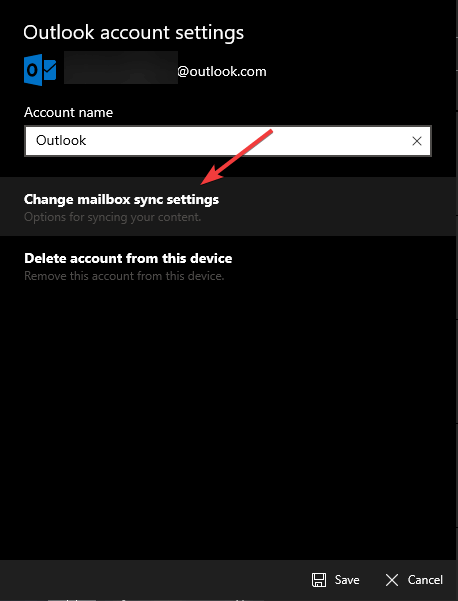 Change mailbox sync settings - windows 10 calendar not syncing with gmail/outlook
