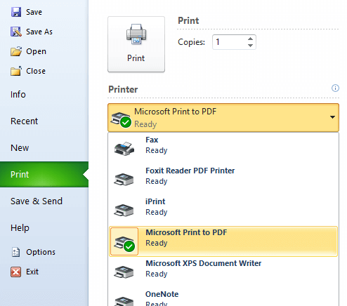 Printer drop-down menu my printer cannot print excel files