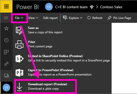 can't export to power bi desktop format