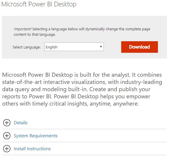 Power BI Desktop download page Power BI won't refresh