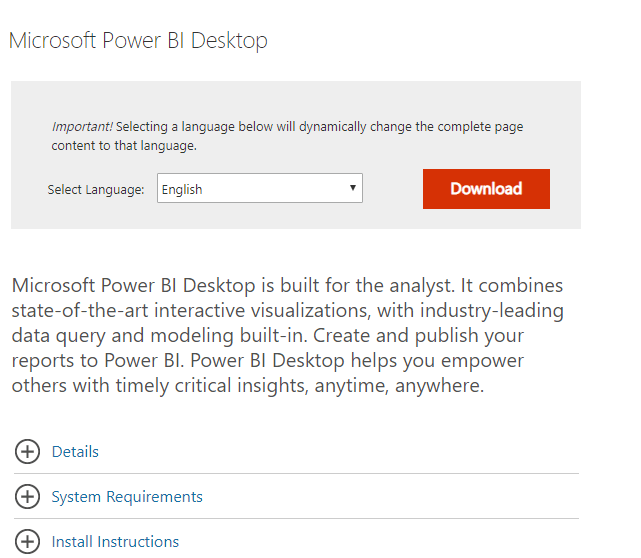 Power BI Desktop's download page Power BI Desktop won't sign in