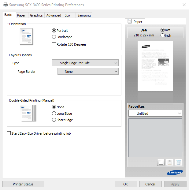 printing preferences window my printer always prints double sided