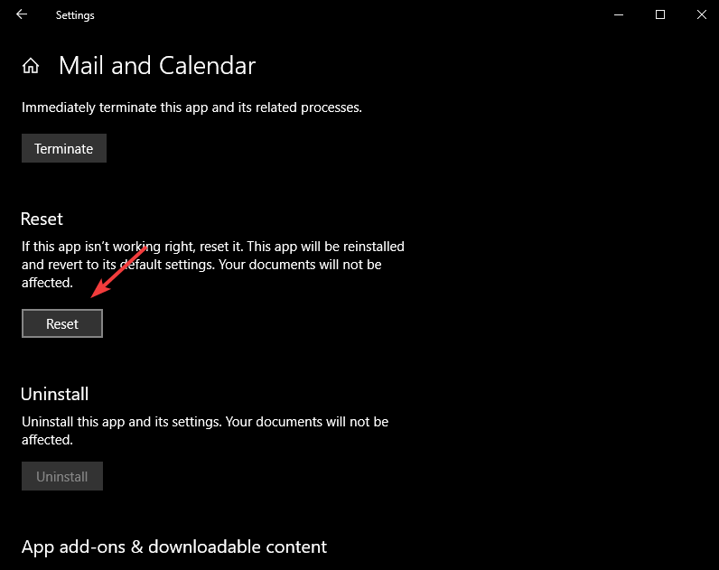 Reset Calendar app - Windows 10 calendar not showing events