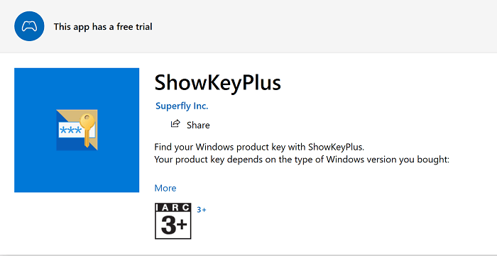 Use ShowKeyPlus app to recover Windows 10 product key from unbootable hard drive