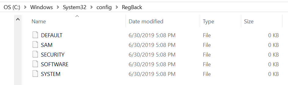 Windows 10 Registry backup