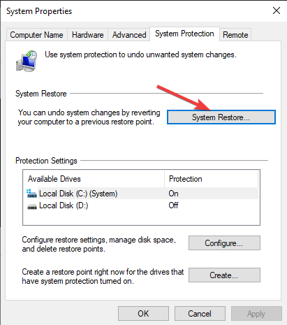 System restore - Windows 10 update error code 0xc00000fd