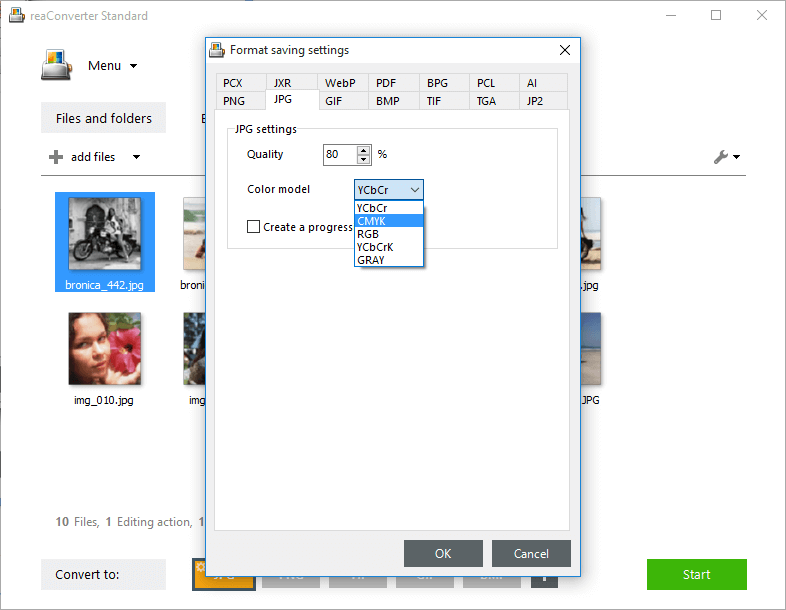 Format saving settings window is my printer rgb or cmyk