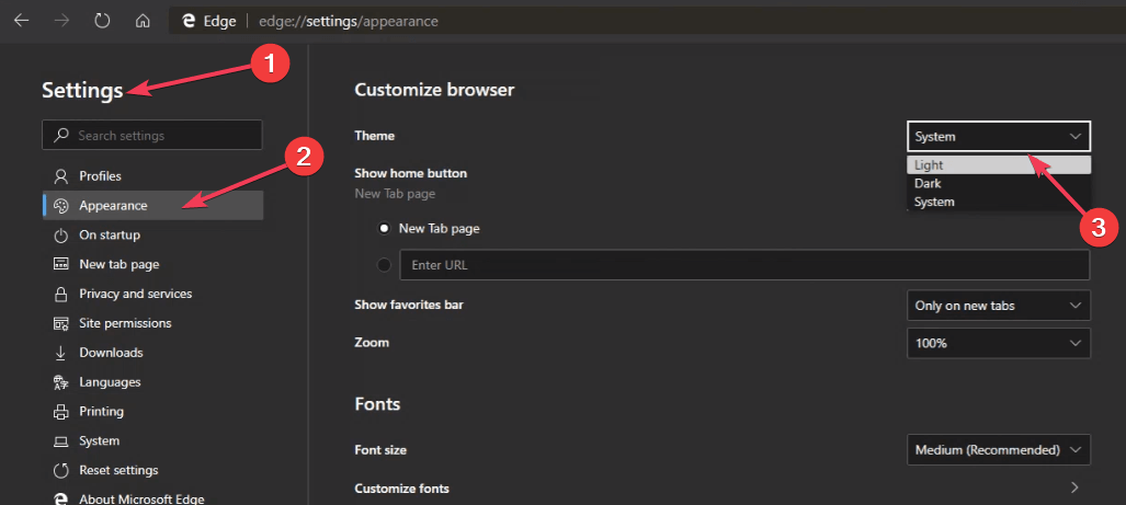 change edge browser themes manually