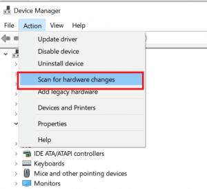 device Manager Scan for Hardware Changes Display Adapater