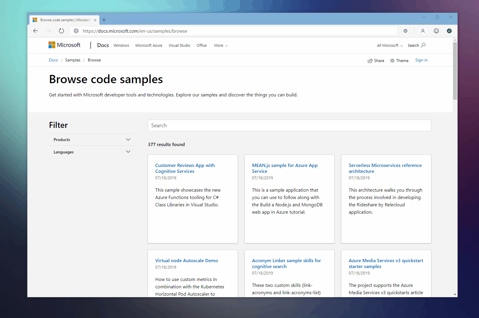 docs new code samples browser
