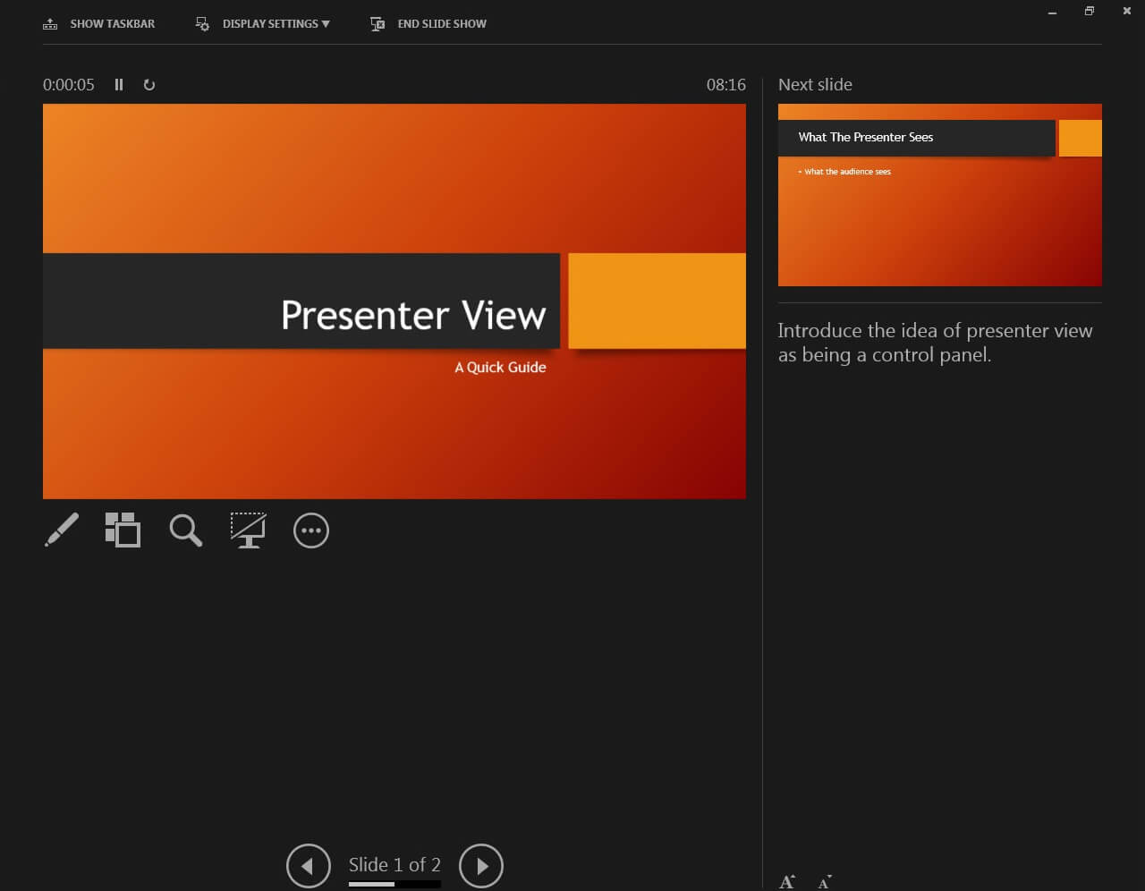powerpoint slide show options