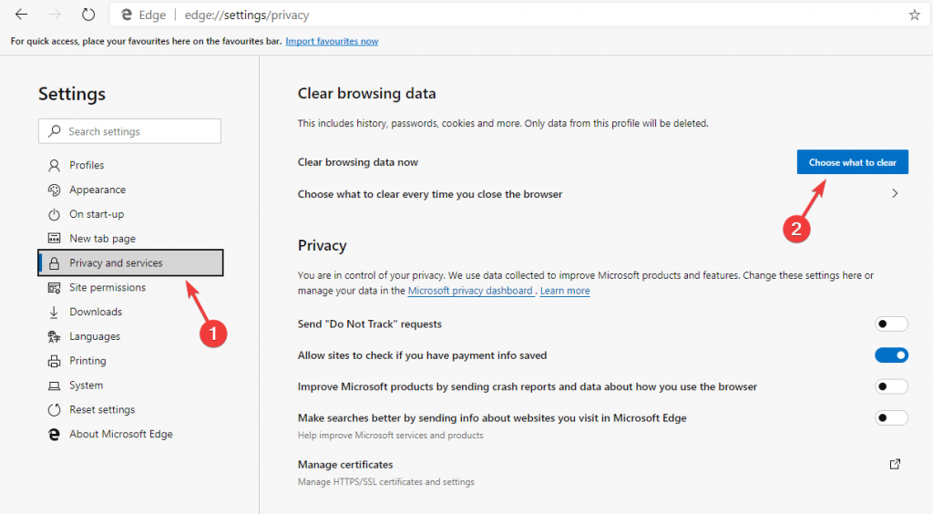 How to enable Clear Browsing Data on Exit in Chromium Edge