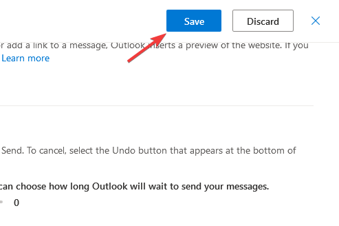 変更を保存する すべての Outlook 設定を表示する 