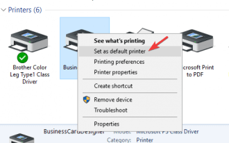 outlook quick print default printer
