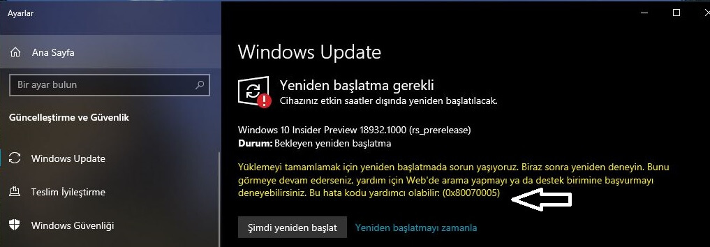 Windows Update error 0x80070005